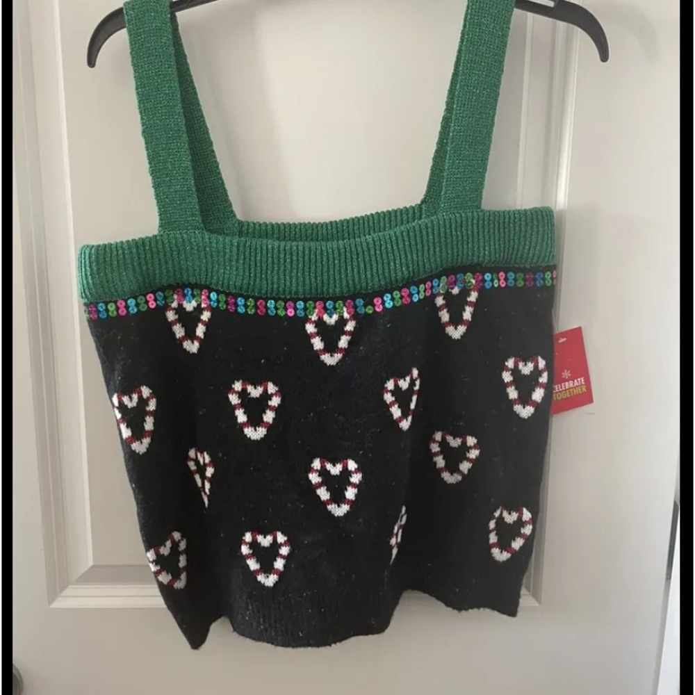 NWT Celebrate together holiday sweater TANK TOP Size XXL candy cane hearts